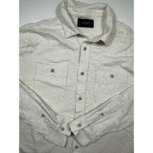 Lucky Brand Los‎ Angeles Mens Shirt Button Up Long Sleeve Beige Medium